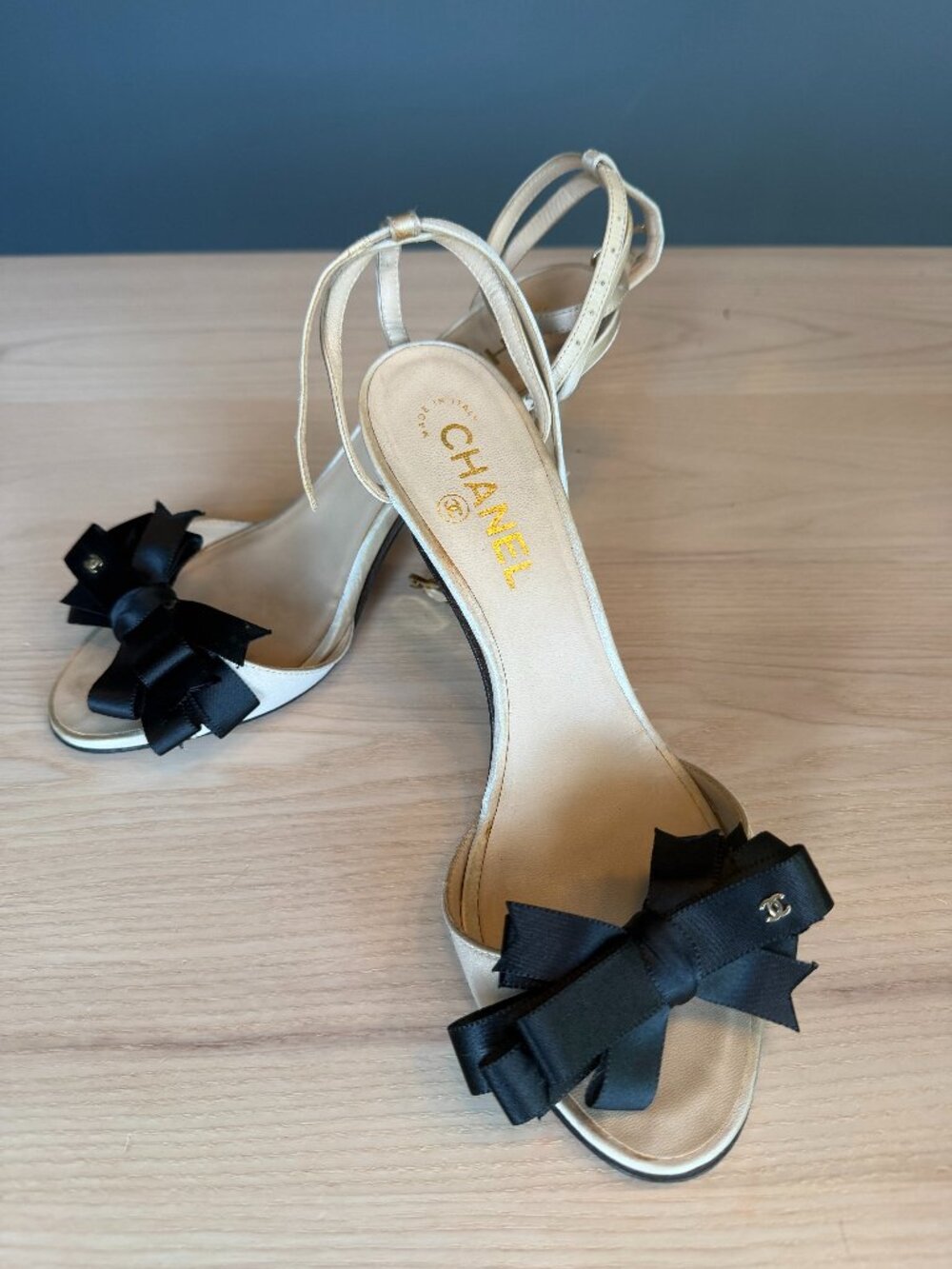 Chanel Strap Sandals Two-Tone Tan and Black